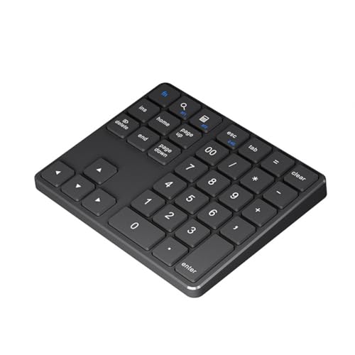 Eouayoree Numeric Keypad Numpad 2.4Ghz Kabelloses Bluetooth-Zahlentastenfeld, Wiederaufladbar über USB C, Schwarz von Eouayoree