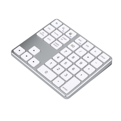 Eouayoree Numerisches Tastenfeld Numpad 2,4 GHz Kabelloses Bluetooth-Numerisches Tastenfeld USB-C-Wiederaufladbares Numpad Silber+ von Eouayoree