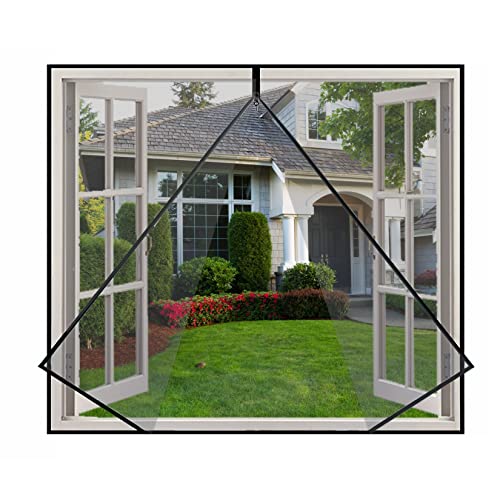 Eouyt Fenster-Fliegengitter Mit Reißverschluss 115x125cm Mit Klettvorhang Reißverschluss-Bildschirm Verhindert das Eindringen von Insekten Jalousien, Schwarz von Eouyt