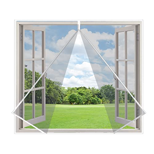 Eouyt Reißverschluss-Gaze-Vorhang 130x190cm Magnetisches Bildschirmfenster Moskitonetzfenster aus Mesh Kinderleichte Montage Türen und Fenster, Weiß von Eouyt