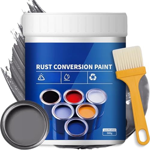 Eowduk Weatherproof Rust Converter Paint for Metal, 300/500g Rust Conversion Paint, 4-in-1 Rust Remover with Brush for Metal, Car, Industrial Equipment, No Mixing Required (Gray,500g) von Eowduk
