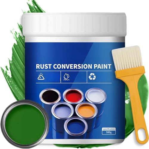 Eowduk Weatherproof Rust Converter Paint for Metal, 300/500g Rust Conversion Paint, 4-in-1 Rust Remover with Brush for Metal, Car, Industrial Equipment, No Mixing Required (Green,500g) von Eowduk