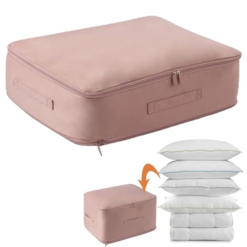 Selbstkomprimierender Organizer - Ultra Platz Sparender Selbstkomprimierender Organizer, Platzsparenderselbstkomprimierender Organizer for Bettdecken Kleidung (Rosa,M(42 * 52 * 60cm)) von Eowduk