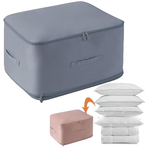Ultra Platzsparender selbstkomprimierender Organizer - Selbstkomprimierender Organizer, Selbstkomprimierende Bewegliche Organizertaschen for Bettdecken Kleidung (Blau,L(42 * 52 * 30cm)) von Eowduk