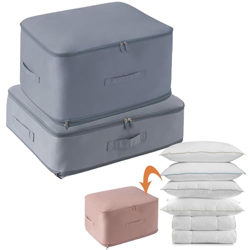 Ultra Platzsparender selbstkomprimierender Organizer - Selbstkomprimierender Organizer, Selbstkomprimierende Bewegliche Organizertaschen for Bettdecken Kleidung (Blau,M+L) von Eowduk