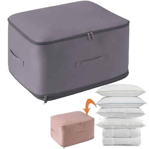 Ultra Platzsparender selbstkomprimierender Organizer - Selbstkomprimierender Organizer, Selbstkomprimierende Bewegliche Organizertaschen for Bettdecken Kleidung (Grau,L(42 * 52 * 30cm)) von Eowduk