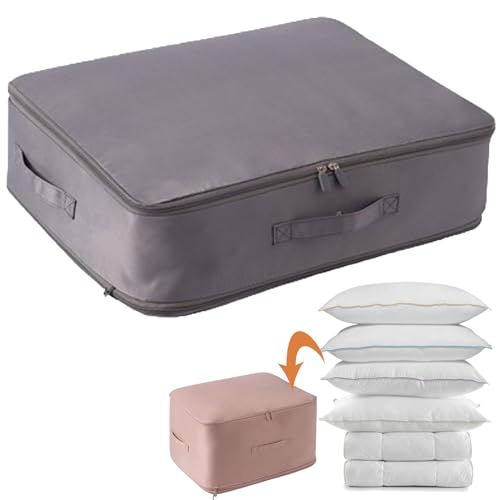 Ultra Platzsparender selbstkomprimierender Organizer - Selbstkomprimierender Organizer, Selbstkomprimierende Bewegliche Organizertaschen for Bettdecken Kleidung (Grau,M(42 * 52 * 60cm)) von Eowduk