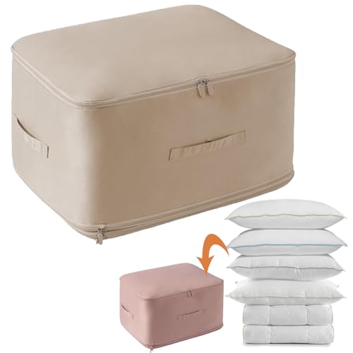 Ultra Platzsparender selbstkomprimierender Organizer - Selbstkomprimierender Organizer, Selbstkomprimierende Bewegliche Organizertaschen for Bettdecken Kleidung (Khaki,L(42 * 52 * 30cm)) von Eowduk