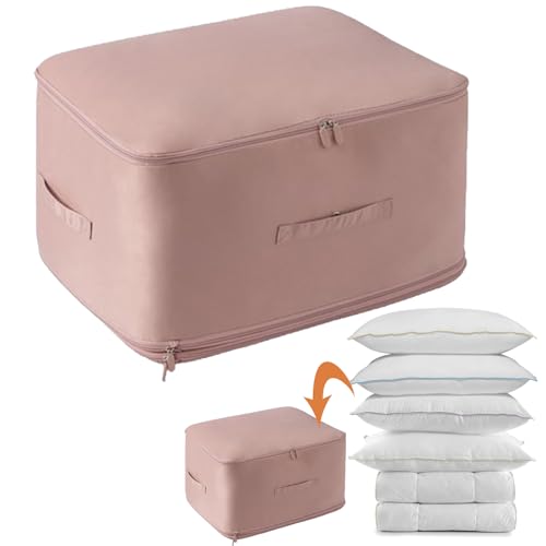 Ultra Platzsparender selbstkomprimierender Organizer - Selbstkomprimierender Organizer, Selbstkomprimierende Bewegliche Organizertaschen for Bettdecken Kleidung (Rosa,L(42 * 52 * 30cm)) von Eowduk