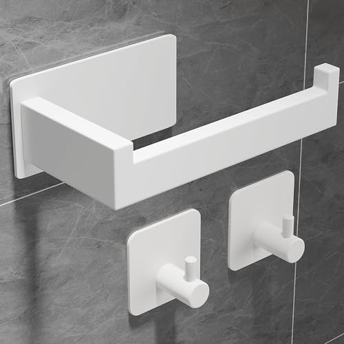 Eowihor Toilettenpapierhalter Ohne Bohren, Selbstklebend Klopapierhalter WC Papierhalter Edelstahl Toilettenpapierrollenhalter mit 2 Stück Handtuchhaken für Bad und Küche, Schwarz, Weiß Eowihor Toilettenpapierhalter Ohne Bohren, Selbstklebend Klopapierhalter WC Papierhalter Edelstahl Toilettenpapierrollenhalter mit 2 Stück Handtuchhaken für Bad und Küche, Schwarz, Weiß von Eowihor