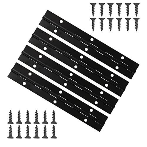 Eowppue 4 Stück Klavierband mit 24 Schrauben, Metall Klavierband Edelstahl Scharnier Dauerhaftes Klavierscharnier Fenster Boot mit Löchern (Schwarz，6inch) von Eowppue
