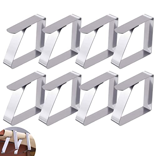 Eowppue Tischtuchklammern Edelstahl 8 Stück Tischdeckenklammer Edelstahl Tischdeckenhalter Klammer Zum Befestigen Der Tischdecke Für Restaurant,Partys,picknicks Buffets （Silber 4.8 * 4.3 cm） von Eowppue
