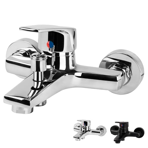 Badewannenarmatur Einhand Wannenmischer Aufputz Wannenarmatur Badewanne Wasserhahn für Badezimmer Brausearmaturen Messing Wannenbatterie Duscharmatur mit manuellen Umsteller (Chrom) von Eozakavod