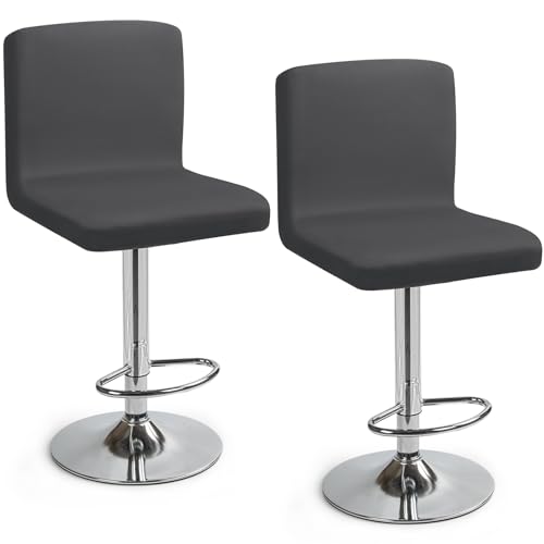 Barhocker-Schonbezüge 2 Stück Barhocker Stuhlbezüge Stretch-Stuhlbezug mit Rückenlehne Barhockerbezüge Waschbarer Esszimmerstuhlbezüge Hohe Barhocker Stuhlhussen für Bar Counter (Dunkelgrau, 2 Stück) von Eozakavod
