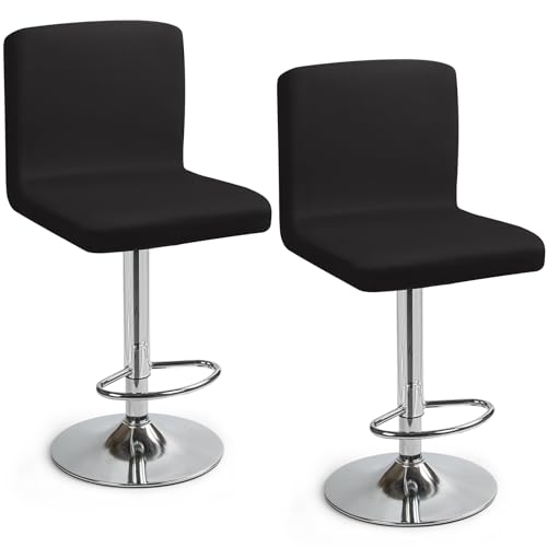 Barhocker-Schonbezüge 2 Stück Barhocker Stuhlbezüge Stretch-Stuhlbezug mit Rückenlehne Barhockerbezüge Waschbarer Esszimmerstuhlbezüge Hohe Barhocker Stuhlhussen für Bar Counter Café(Schwarz, 2 Stück) von Eozakavod