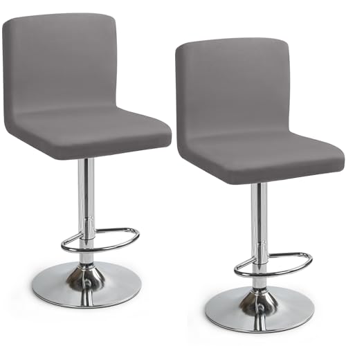 Barhocker-Schonbezüge 2 Stück Barhocker Stuhlbezüge Stretch-Stuhlbezug mit Rückenlehne Barhockerbezüge Waschbarer Esszimmerstuhlbezüge Hohe Barhocker Stuhlhussen für Bar Counter Café (Grau, 2 Stück) von Eozakavod