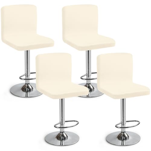Barhocker-Schonbezüge 4 Stück Barhocker Stuhlbezüge Stretch-Stuhlbezug mit Rückenlehne Barhockerbezüge Waschbarer Esszimmerstuhlbezüge Hohe Barhocker Stuhlhussen für Bar Counter (Cremeweiß, 4 Stück) von Eozakavod
