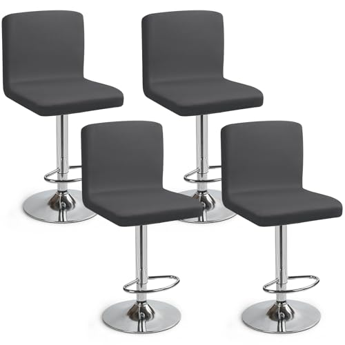 Barhocker-Schonbezüge 4 Stück Barhocker Stuhlbezüge Stretch-Stuhlbezug mit Rückenlehne Barhockerbezüge Waschbarer Esszimmerstuhlbezüge Hohe Barhocker Stuhlhussen für Bar Counter (Dunkelgrau, 4 Stück) von Eozakavod