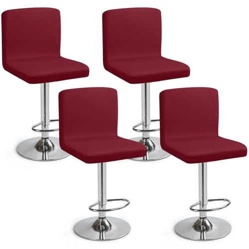 Barhocker-Schonbezüge 4 Stück Barhocker Stuhlbezüge Stretch-Stuhlbezug mit Rückenlehne Barhockerbezüge Waschbarer Esszimmerstuhlbezüge Hohe Barhocker Stuhlhussen für Bar Counter Café(Weinrot, 4 Stück) von Eozakavod