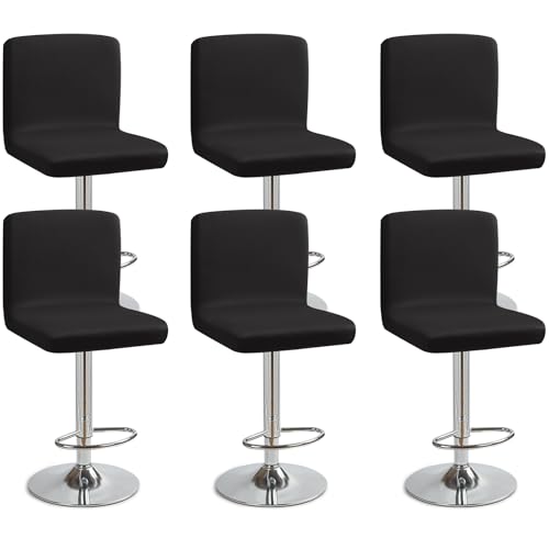 Barhocker-Schonbezüge 6 Stück Barhocker Stuhlbezüge Stretch-Stuhlbezug mit Rückenlehne Barhockerbezüge Waschbarer Esszimmerstuhlbezüge Hohe Barhocker Stuhlhussen für Bar Counter Café(Schwarz, 6 Stück) von Eozakavod