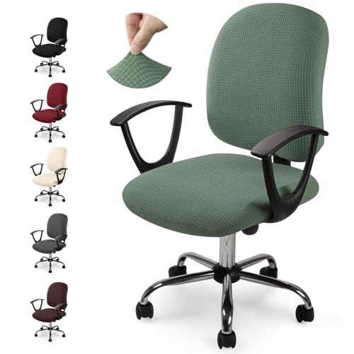 Bezug für Bürostuhl Bürostuhl-Bezug Waschbarer elastischer Sitzbezug Jacquard Computer-Bürostuhl Bezug Universal Stuhl Bezüge Drehstuhl Bezüge Set für Bürostuhl Armlehnen Stuhl (No Stuhl) (Grün,2)-Y von Eozakavod