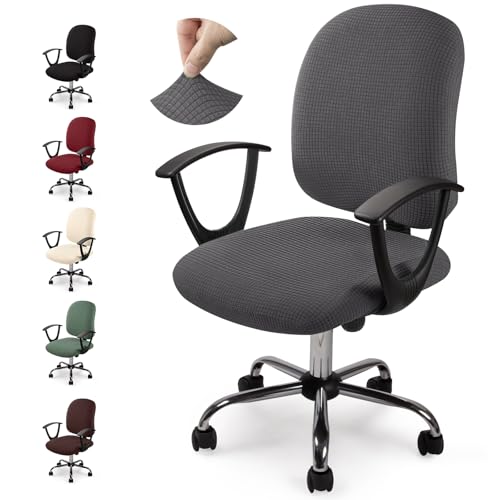 Bezug für Bürostuhl Bürostuhl-Bezug Waschbarer elastischer Sitzbezug Jacquard Computer-Bürostuhl Bezug Universal Stuhl Bezüge Drehstuhl Bezüge für Bürostuhl Armlehnen Stuhl-No Stuhl(Dunkelgrau,2)-Y von Eozakavod