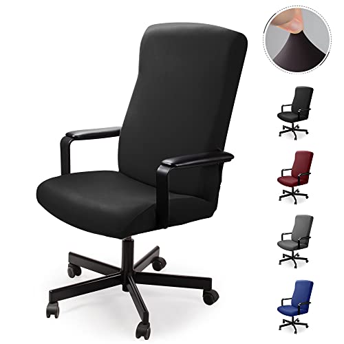 Bürostuhl bezug Bürostuhlabdeckung Stuhlhussen Drehstuhl Bezug Moderne Stuhlüberzug Sessel Cover Elastische Waschbar Stuhlhussen Set für die Bürostuhl Computer Schreibtischstuhl(No Stuhl)(Schwarz,2M) von Eozakavod