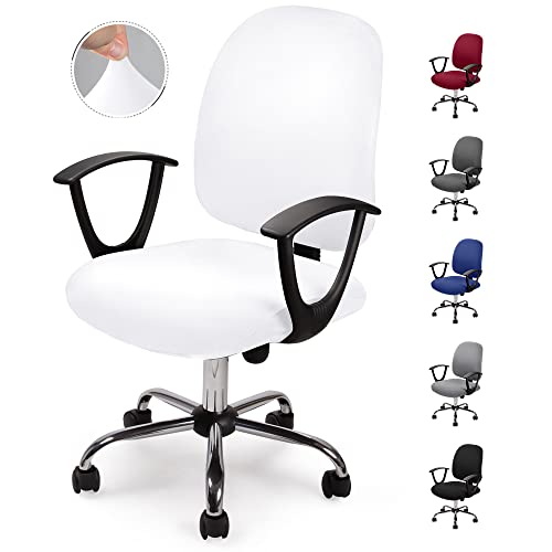 Eozakavod Bezug für Bürostuhl Bürostuhl-Bezug Waschbarer elastischer Sitzbezug Computer-Bürostuhl Bezug Universal Stuhl Bezüge Drehstuhl Bezüge Set für Bürostuhl Armlehnen Stuhl (no Stuhl) (Weiß,2) von Eozakavod