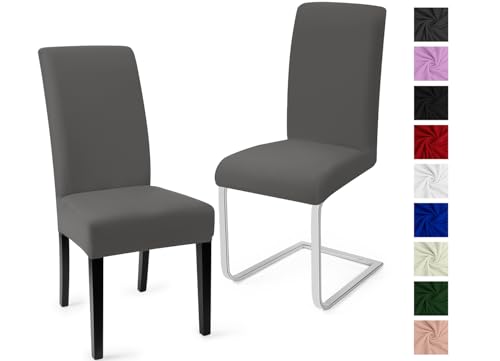 Eozakavod Stuhlhussen 2er Set Stuhlbezüge Moderne Stretch Stuhlhussen Universal Husse Abnehmbare Stuhlbezug Waschbarer Abdeckung Esszimmer Dekoration Spannbezug,für Hochzeit Partys(2er Set, Grau)-C von Eozakavod