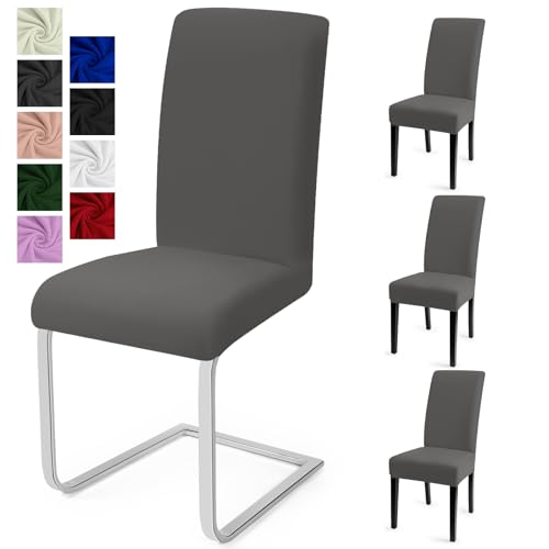 Eozakavod Stuhlhussen 4er Set Stuhlbezüge Moderne Stretch Stuhlhussen Universal Husse Abnehmbare Stuhlbezug Waschbarer Abdeckung Esszimmer Dekoration Spannbezug,für Hochzeit Partys(4er Set, Grau)-C von Eozakavod