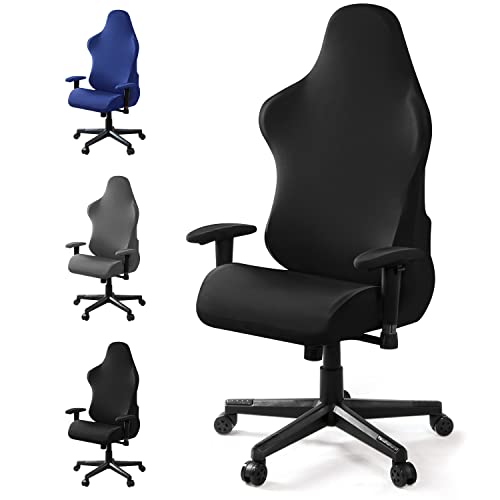 Eozakavod Gaming-Stuhlhussen, ausziehbar, Universalbezug, für Bürostühle, waschbar, für Computerspielstuhl, Rennstuhl, Schwarz, 2 Stück von Eozakavod