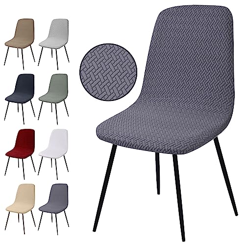 Stuhlhussen 2er Set, Stretch Stuhlbezug Jacquard Esszimmerstühlhussen Universal Stuhlhussen Abnehmbarer Waschbarer Stuhlabdeckung für Esszimmer,Hotel,Bankett,Hochzeit,Partys Deko(T-Grau,2er Set) von Eozakavod