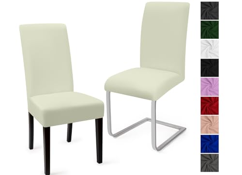Stuhlhussen 2er Set Stuhlbezüge Moderne Stretch Stuhlhussen Universal Husse Abnehmbare Stuhlbezug Waschbarer Abdeckung Esszimmer Dekoration Spannbezug,für Hotel Hochzeit Partys(2er Set, Elfenbein)-C von Eozakavod