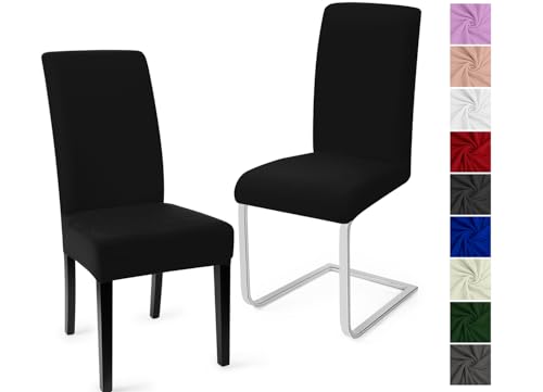 Stuhlhussen 2er Set Stuhlbezüge Moderne Stretch Stuhlhussen Universal Husse Abnehmbare Stuhlbezug Waschbarer Abdeckung Esszimmer Dekoration Spannbezug,für Hotel und Hochzeit Partys(2er Set, Schwarz)-C von Eozakavod