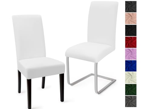 Stuhlhussen 2er Set Stuhlbezüge Moderne Stretch Stuhlhussen Universal Husse Abnehmbare Stuhlbezug Waschbarer Abdeckung Esszimmer Dekoration Spannbezug,für Hotel und Hochzeit Partys(2er Set, Weiß)-C von Eozakavod