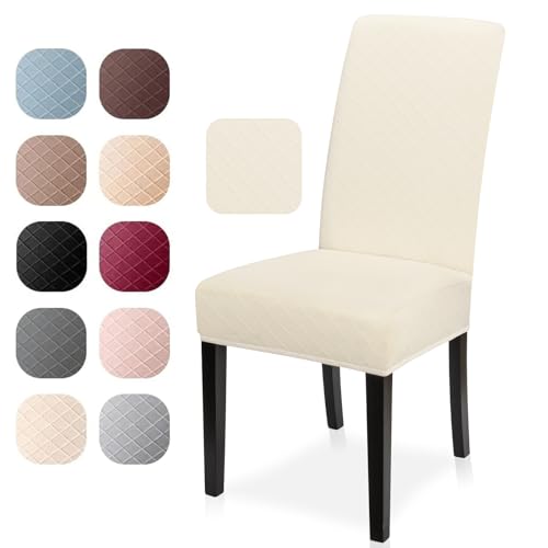 Eozakavod Stuhlhusse, 2 Stück, Elastan, Jacquard-Muster, Universal-Stuhlbezug, sehr leicht zu reinigen und langlebig (Creme, 2 Stück) Eozakavod Stuhlhusse, 2 Stück, Elastan, Jacquard-Muster, Universal-Stuhlbezug, sehr leicht zu reinigen und langlebig (Creme, 2 Stück) von Eozakavod