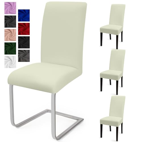 Stuhlhussen 4er Set Stuhlbezüge Moderne Stretch Stuhlhussen Universal Husse Abnehmbare Stuhlbezug Waschbarer Abdeckung Esszimmer Dekoration Spannbezug,für Hotel Hochzeit Partys(4er Set, Elfenbein)-C von Eozakavod