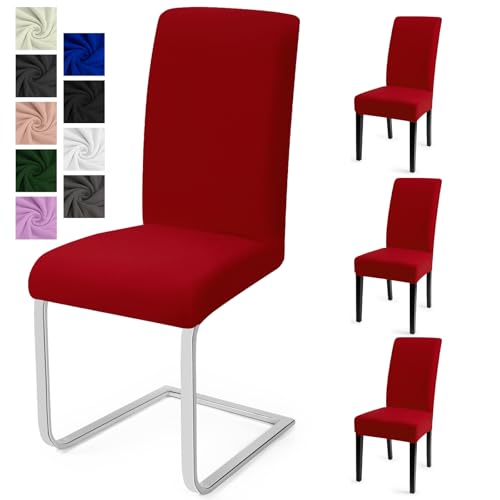 Stuhlhussen 4er Set Stuhlbezüge Moderne Stretch Stuhlhussen Universal Husse Abnehmbare Stuhlbezug Waschbarer Abdeckung Esszimmer Dekoration Spannbezug,für Hotel und Hochzeit Partys(4er Set, Rot)-C von Eozakavod
