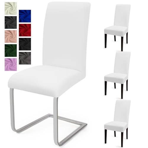 Stuhlhussen 4er Set Stuhlbezüge Moderne Stretch Stuhlhussen Universal Husse Abnehmbare Stuhlbezug Waschbarer Abdeckung Esszimmer Dekoration Spannbezug,für Hotel und Hochzeit Partys(4er Set, Weiß)-C von Eozakavod
