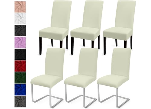 Stuhlhussen 6er Set Stuhlbezüge Moderne Stretch Stuhlhussen Universal Husse Abnehmbare Stuhlbezug Waschbarer Abdeckung Esszimmer Dekoration Spannbezug,für Hotel Hochzeit Partys(6er Set, Elfenbein)-C von Eozakavod