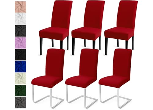 Stuhlhussen 6er Set Stuhlbezüge Moderne Stretch Stuhlhussen Universal Husse Abnehmbare Stuhlbezug Waschbarer Abdeckung Esszimmer Dekoration Spannbezug,für Hotel und Hochzeit Partys(6er Set, Rot)-C von Eozakavod