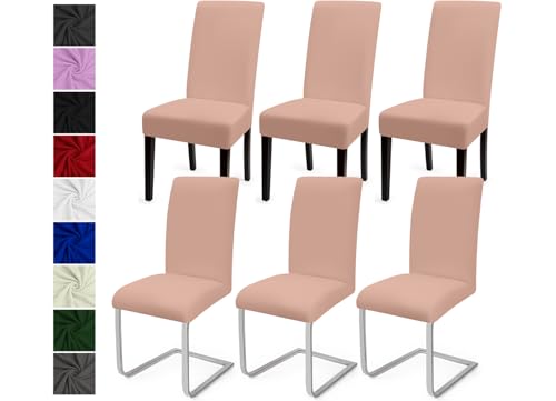 Stuhlhussen 6er Set Stuhlbezüge Moderne Stretch Stuhlhussen Universal Husse Abnehmbare Stuhlbezug Waschbarer Abdeckung Esszimmer Dekoration Spannbezug,für Hotel und Hochzeit Partys(6er Set, Sandig)-C von Eozakavod