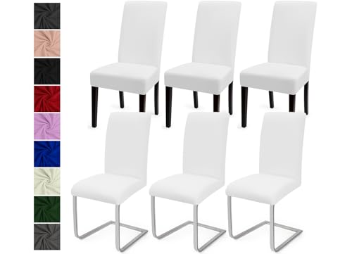 Stuhlhussen 6er Set Stuhlbezüge Moderne Stretch Stuhlhussen Universal Husse Abnehmbare Stuhlbezug Waschbarer Abdeckung Esszimmer Dekoration Spannbezug,für Hotel und Hochzeit Partys(6er Set, Weiß)-C von Eozakavod
