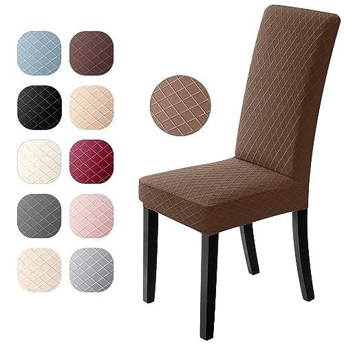 Eozakavod Stuhlhusse, 6 Stück, Stuhlhusse, Elastan, Jacquard, Muster, Universalbezug, sehr leicht zu reinigen und langlebig (Braun, 6 Stück) von Eozakavod