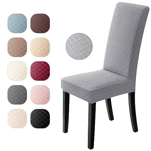 Stuhlhussen 6er Set Universal Stretch Stuhlhussen Moderne Jacquard Husse Abnehmbare Stuhlbezug Abdeckung Esszimmer überzug Bi-Elastic Spannbezug,für Bankett Deko und Hochzeit Partys(Hellgrau,6 er Set) von Eozakavod