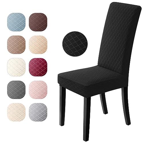 Stuhlhussen 6er Set Universal Stretch Stuhlhussen Moderne Jacquard Husse Abnehmbare Stuhlbezug Abdeckung Esszimmer überzug Bi-Elastic Spannbezug,für Bankett Deko und Hochzeit Partys(Schwarz, 6 er Set) von Eozakavod