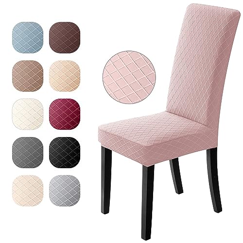 Eozakavod Stuhlhusse, 6 Stück, Stuhlhusse, Elastan, Jacquard, Muster, Universalbezug, sehr leicht zu reinigen und langlebig (Rosa, 6 Stück) von Eozakavod