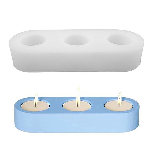 Eozighi Kerzenhalter Herstellung Werkzeuge Zement Kerzenhalter Herstellung Werkzeuge Silikonform Kerzenhalter für Candle Holder, DIY Harzguss, Duftkerzen, Seifen (3 Löcher) von Eozighi