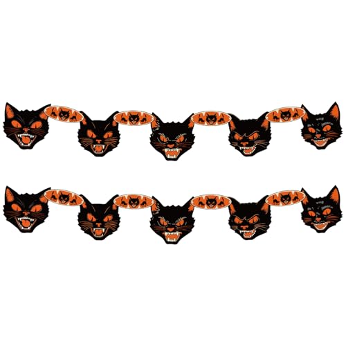 Epakh 2 Sets Vintage Halloween Party Dekorationen Vintage Schwarze Katze Streamer Dekoration Schwarze Katze Banner Gelenk Girlande für Halloween Party Dekoration von Epakh