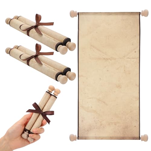 Epakh Blanko-Papierrollen, 12,7 x 30,5 cm, auf Holzstab gewickelt, zum Schreiben, Zeichnen, Kalligraphie, Hochzeitsgelübde, Cosplay-Requisiten, Renaissance-Festivals, Tisch-Rollenspiel, 2 Stück von Epakh